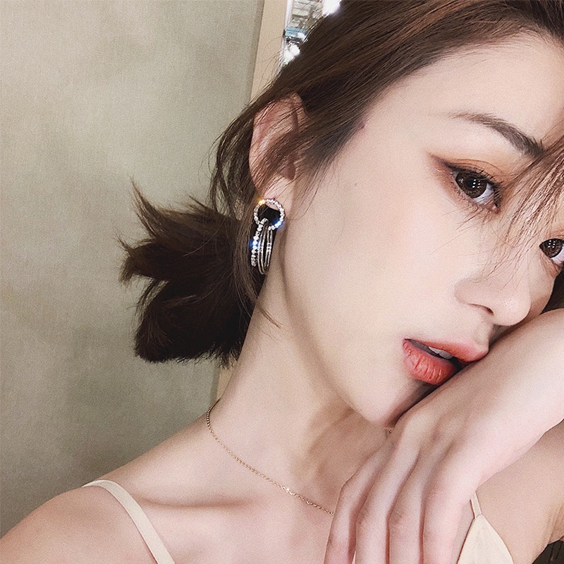 Mới Bông Tai Mạ Bạc 925 Hình Học Thời Trang