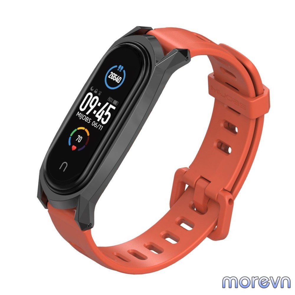 Dây đeo silicon mặt kim loại GT Mi band 4, mi band 3 chính hãng MIJOBS, dây đeo thay thế MiBand 4, 3 MIJOBS