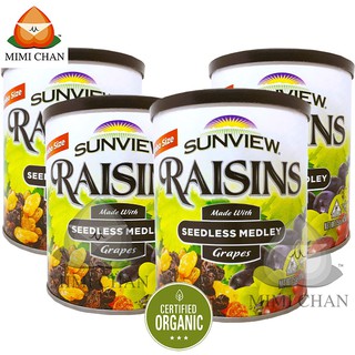 Combo 4 Hộp Nho Khô Mỹ 3 Màu Sunview Raisins Hũ 425gr, Loại Thập Cẩm Bổ Sung Chất Sắt, Giảm Cân