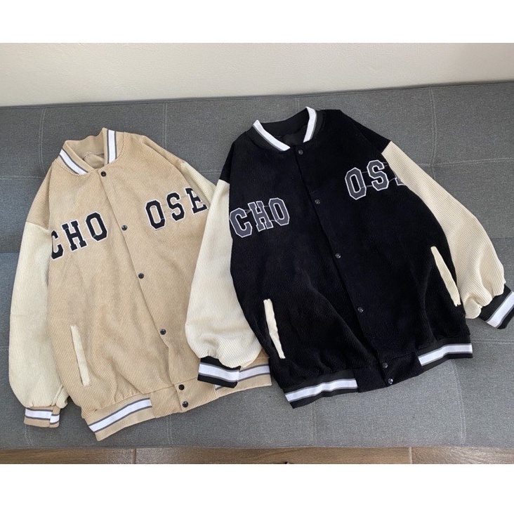 Áo Bomber Nhung Gân CHOOSE form rộng ulzzang áo khoác Nhung nam nữ cực đẹp Guvia Unisex