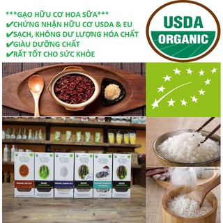 GẠO HỮU CƠ HOA SỮA 1KG (Trắng ST25/ Tấm trắng/ Lứt đen/ Lứt đỏ)