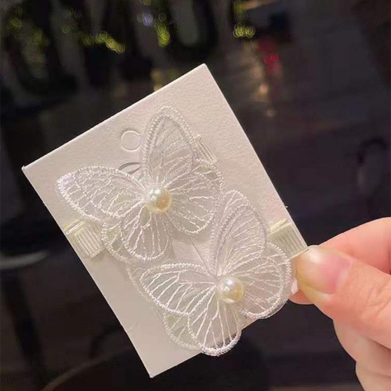 Set 2 Kẹp Tóc Hình Bướm Thêu Xinh Xắn Cho Bé Gái