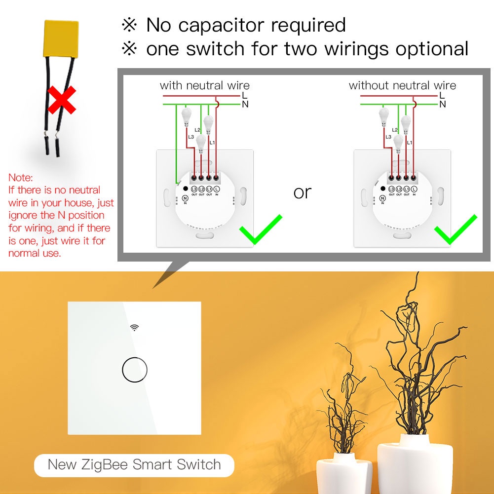 GOOGLE Công Tắc Đèn Cảm Ứng Thông Minh MOES ZigBee