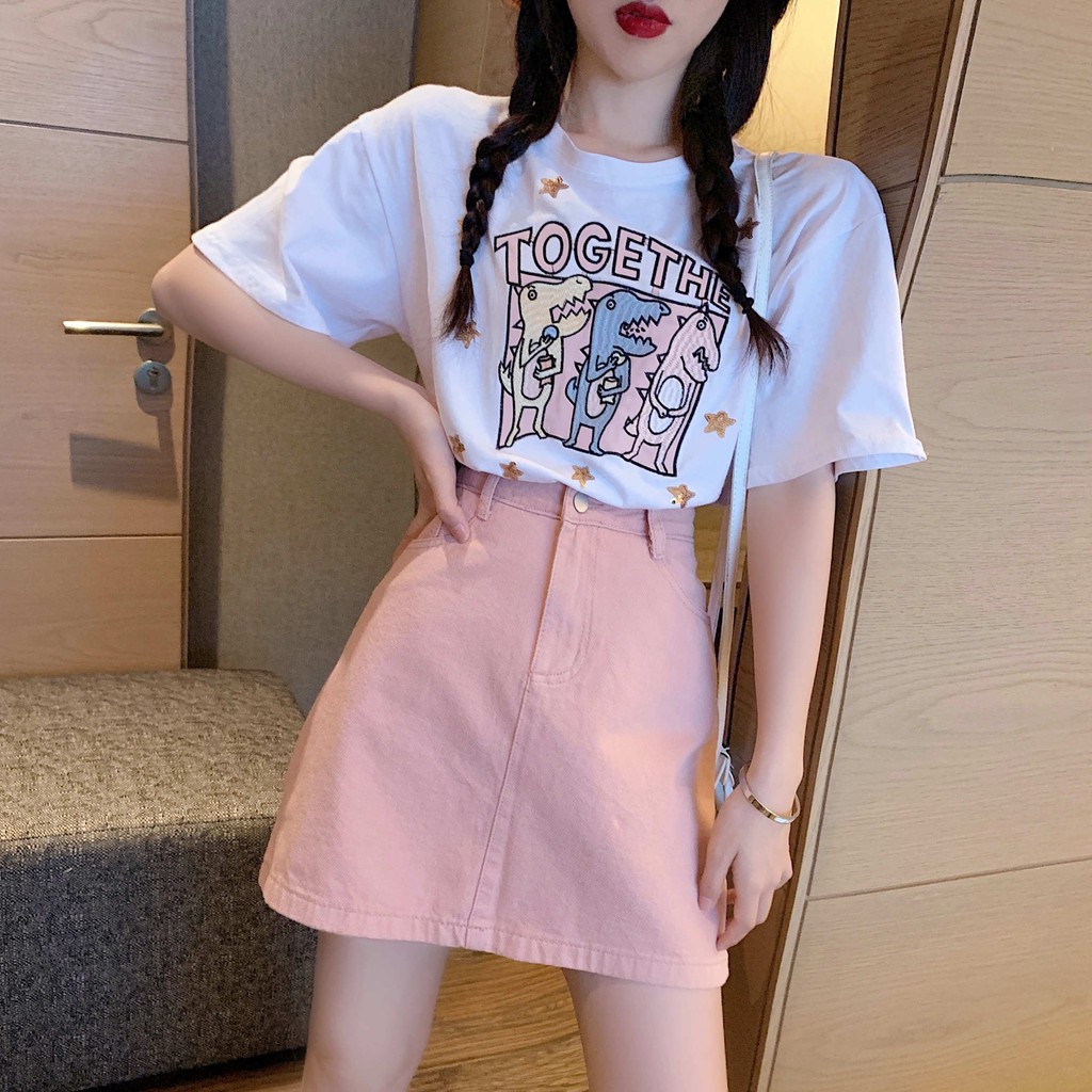 Áo thun nữ form rộng unisex mặc được 2 mặt