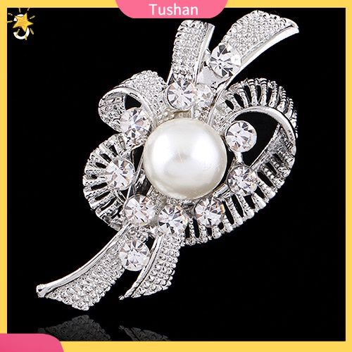 Ghim cài áo hình hoa đính kim cương ngọc trai giả thời trang cho nữ