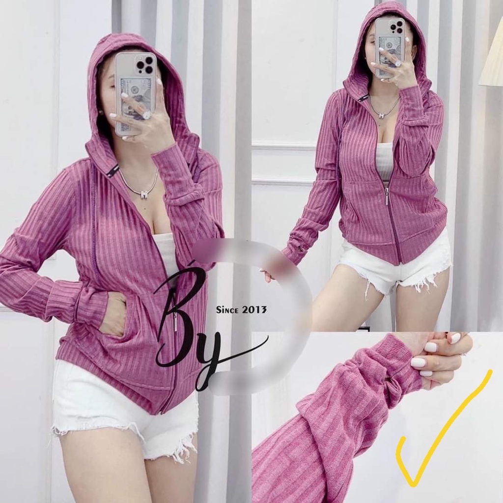 Áo Khoác Thời Trang Chống Nắng Gân Đũa 6 Túi Mềm Mịn