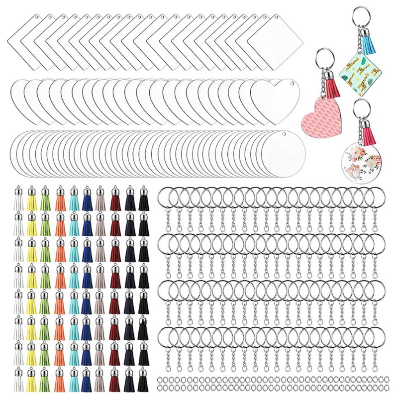 Set 320 Móc Chìa Khóa Bằng Acrylic Kèm 80 Móc Khóa