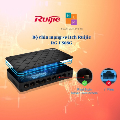 Bộ chia mạng switch Ruijie RG-ES08G  8 cổng 10/100/1000BASE-T Vỏ nhựa
