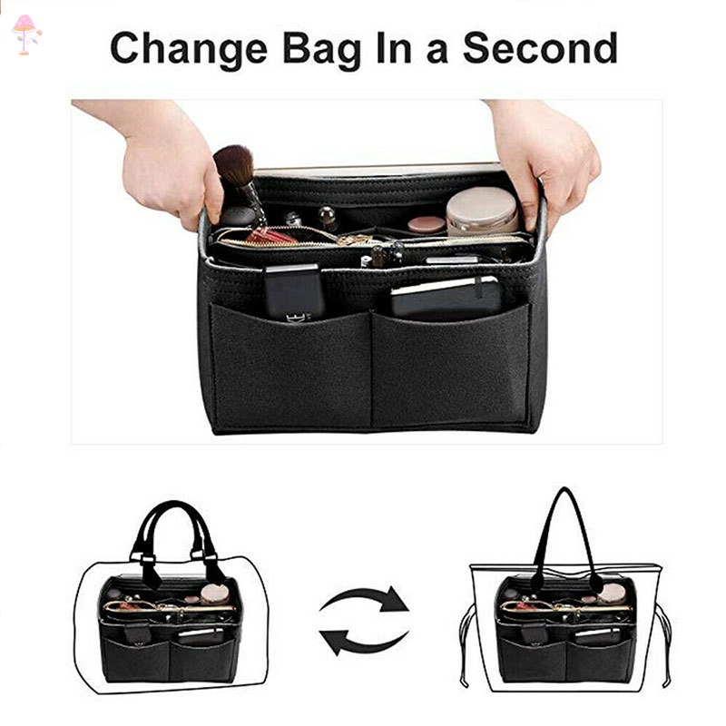 LL Felt Purse Insert Organizer Portable Cosmetic Bag Fit for Handbag Tote Various Bag @VN