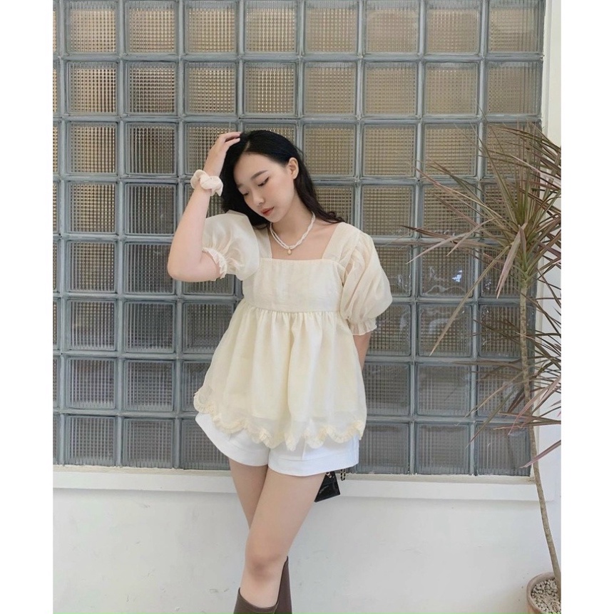 Set áo babydoll voan tơ be quần short đùi BN297 0322
