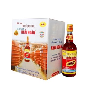 Thùng 6 chai nước mắm sạch Khải Hoàn Phú Quốc 40 độ đạm 510ml