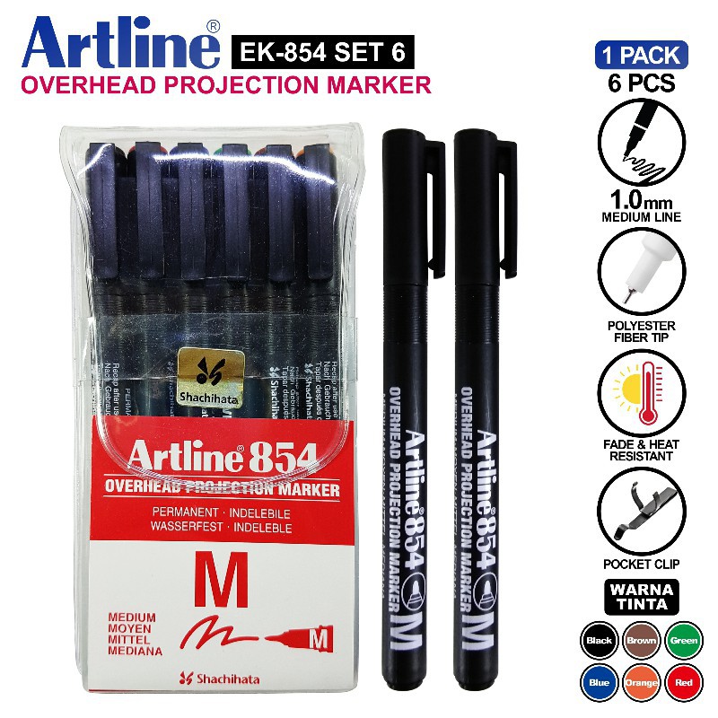 Bộ 6 Bút Đánh Dấu Artline Ek-854