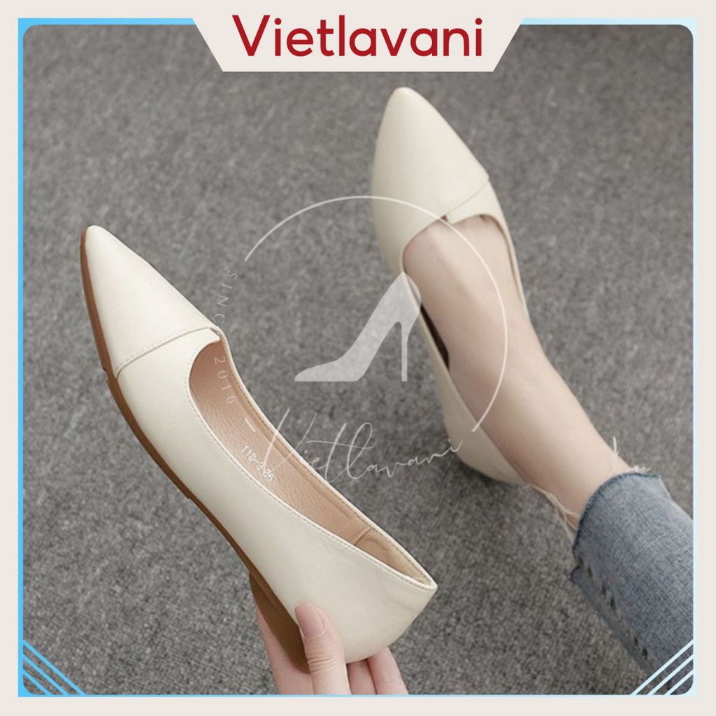Giày bệt nữ da mềm đẹp tinh tế  bigsize TTB2 có 2 màu kem và đen, size to, ngoại cỡ da đẹp mang êm