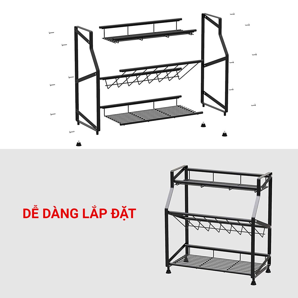 Kệ gia vị 3 tầng thép chống gỉ cao cấp [MÃ GIẢM 100K] Giá kệ bếp sơn tĩnh điện đa năng VANDO | BigBuy360 - bigbuy360.vn