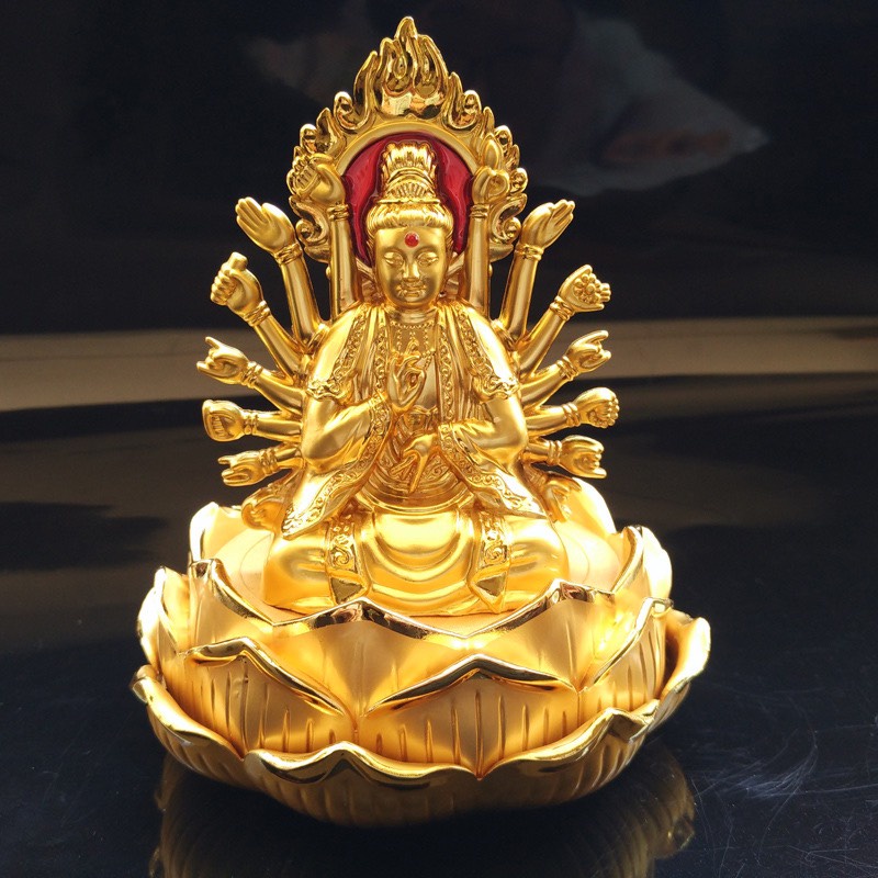 (Tượng Phong thủy) Nước hoa Phật bà Quan Âm nghìn mắt nghìn tay, để ô tô, bàn làm việc tặng tinh dầu + thảm lót