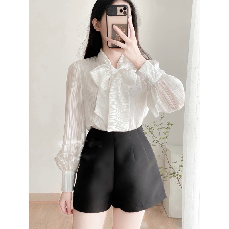Quần sooc chất liệu tuýt si phong cách hàn quốc trẻ trung
