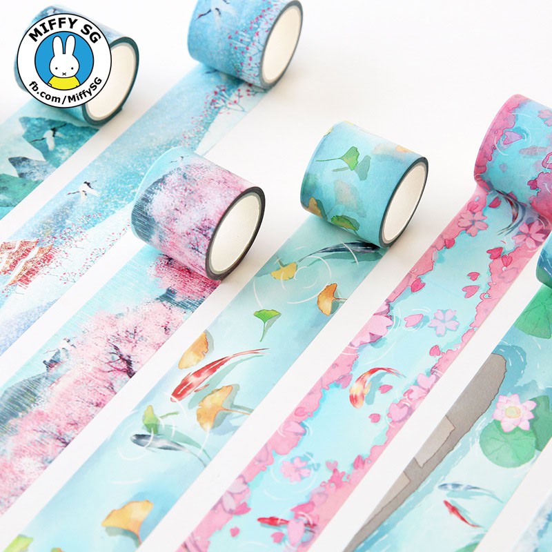 Băng dính Washi Tape CHỦ ĐỀ CÁ CHÉP KOI BỐN MÙA