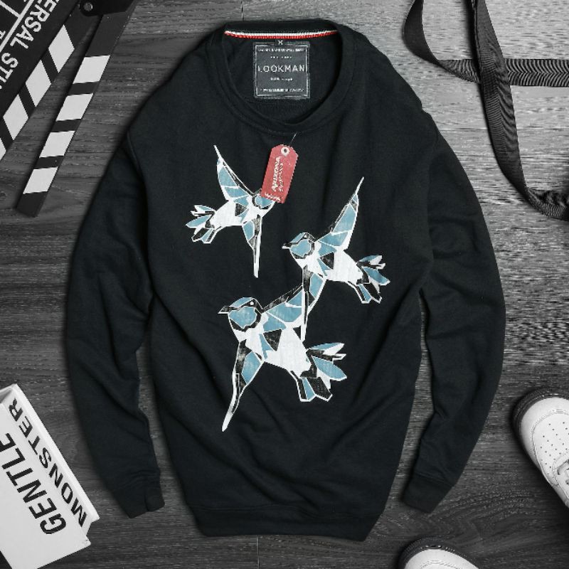 Áo thun nam vải da cá cotton Sweater tay dài chim én