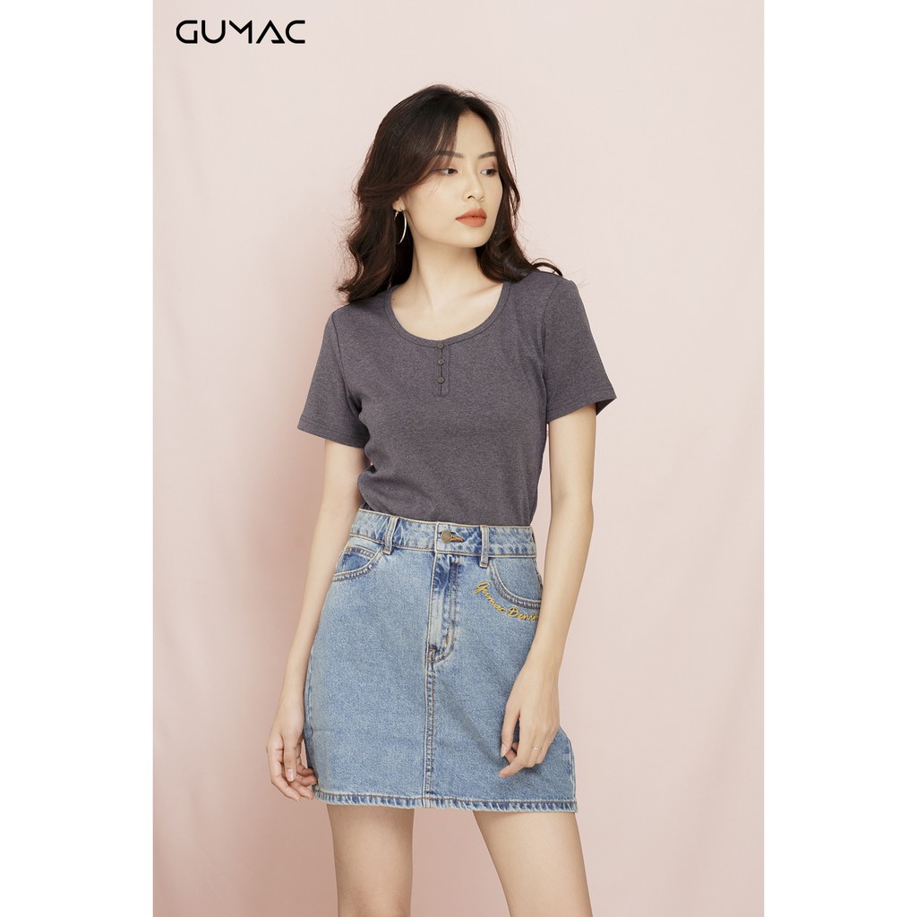 Áo thun nữ phối nút GUMAC AT11945