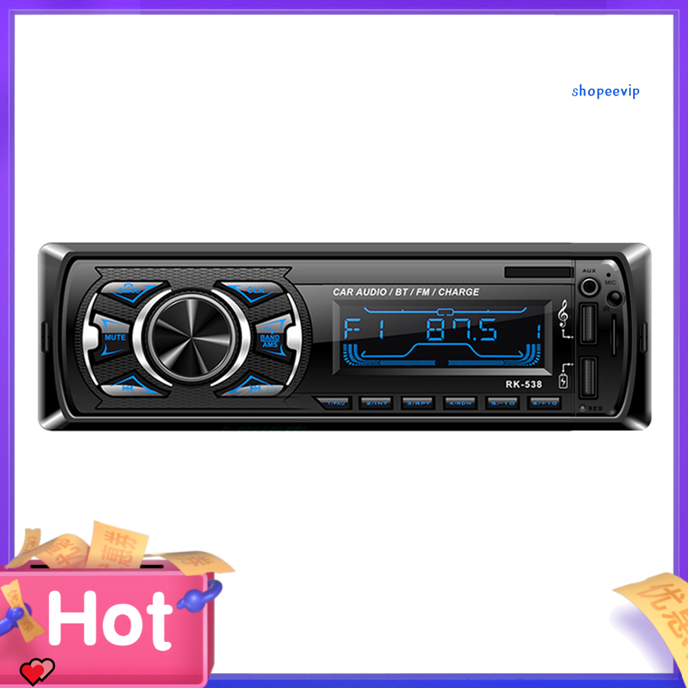 Đầu đĩa DVD RK538 tích hợp máy nghe nhạc MP3 Bluetooth Radio FM có khe cắm thẻ nhớ TF đĩa chữ U phổ biến cho xe hơi