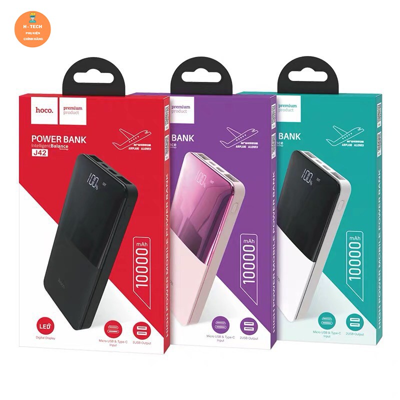 [ CHÍNH HÃNG ] Sạc Dự Phòng 2 cổng sạc in/out - Hoco. J42 High power ✔10.000mAh | Ba màu sắc tùy chọn | Bh 6 Tháng | BigBuy360 - bigbuy360.vn