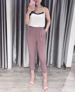 Quần baggy chun kẻ sọc