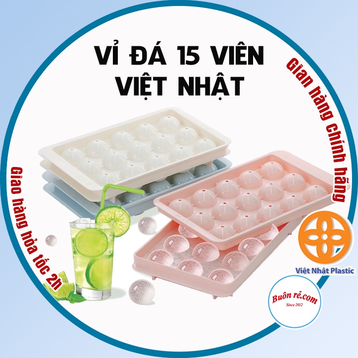 Khay đá tròn 15 viên Việt Nhật 6979 có nắp đậy, vỉ đá làm thạch hình tròn cute cho bé - 01573