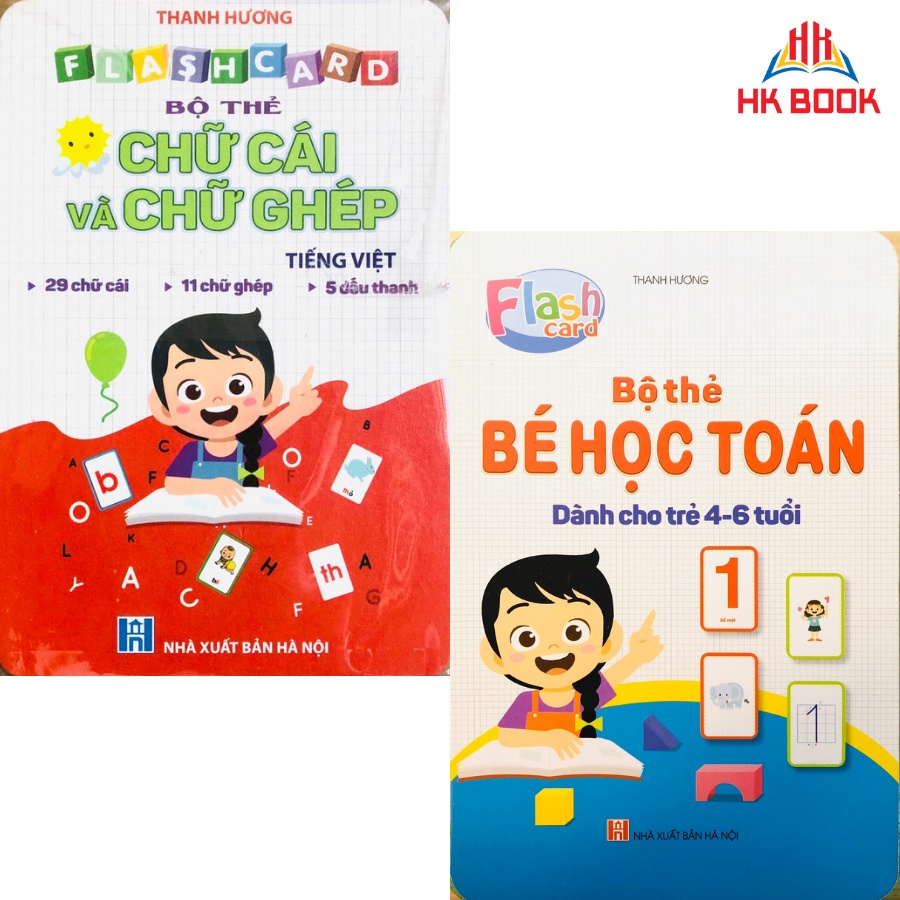 Sách - Combo Thẻ Bé Học Toán và Bộ Thẻ Chữ Cái và Chữ Ghép -Khổ lớn - Dành cho trẻ 4 - 6 tuổi (2 bộ)