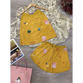 Đồ bộ đùi 2 dây vải lụa mặc nhà vải mịn mát
