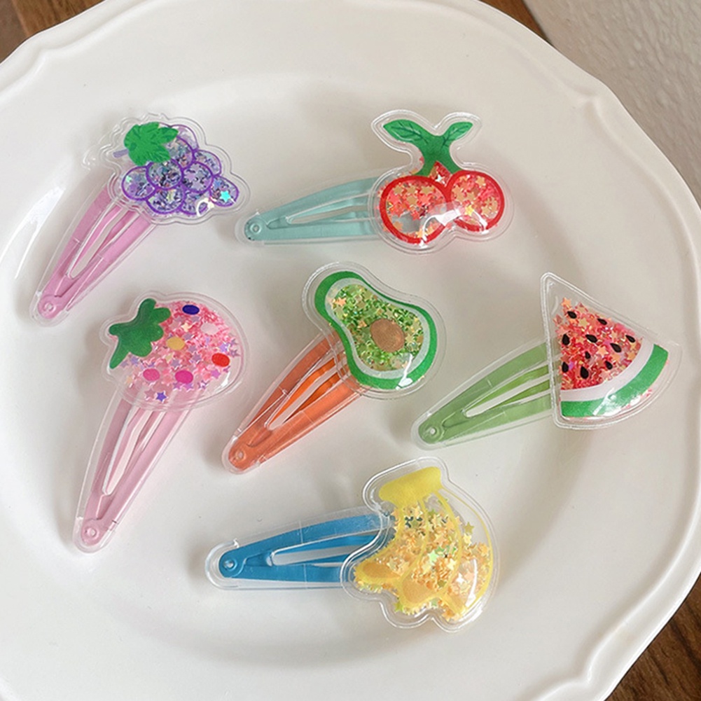 Kẹp Tóc Trong Suốt Họa Tiết Trái Cây Đáng Yêu