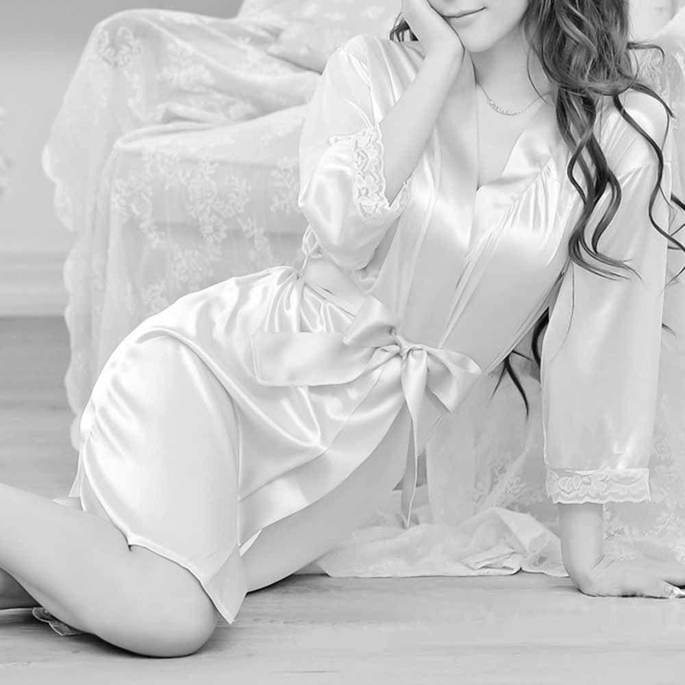 OCEANMAP Đầm Ngủ Satin Phối Ren Gợi Cảm Dành Cho Nữ