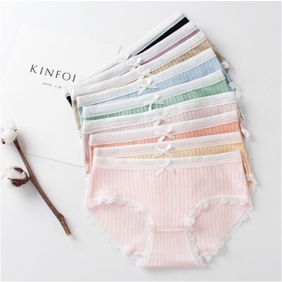 Combo 5 quần lót nữ tăm tre kháng khuẩn cotton cao cấp cạp lưới viền ren phối nơ xinh.