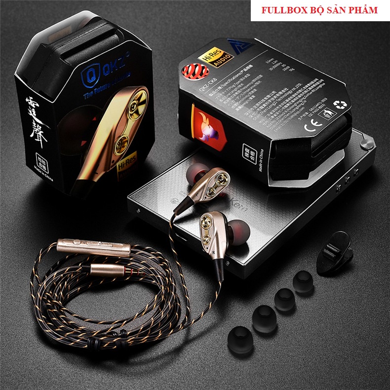 Tai nghe nhét tai QKZ CK8 chống ồn SIÊU BASS, tai nghe học online có MIC đàm thoại 2 chiều