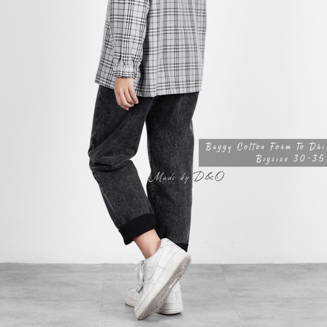 Quần Baggy Phom To Dài- Lưng Cao- Xám trơn