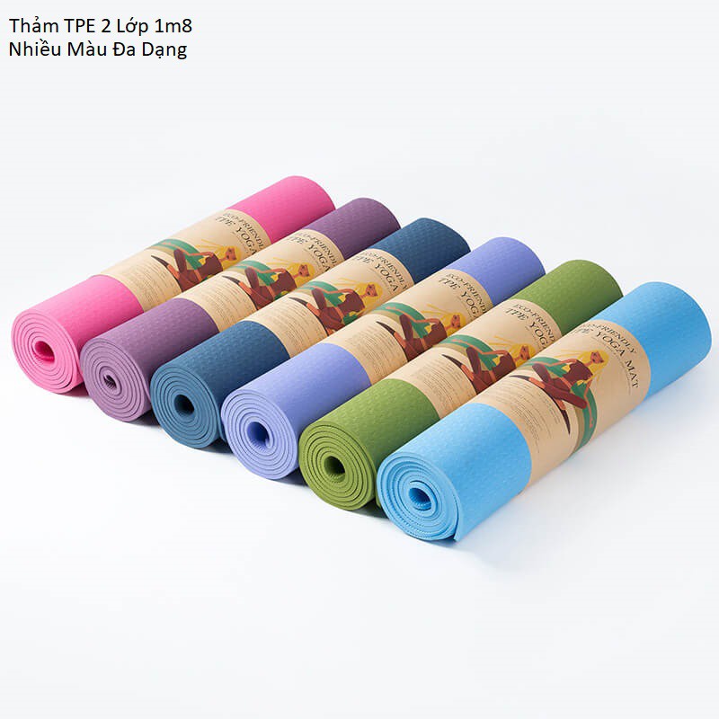 THẢM TẬP YOGA, TẬP GYM 2 LỚP CAO CẤP 6MM , 8MM SIÊU DÀY