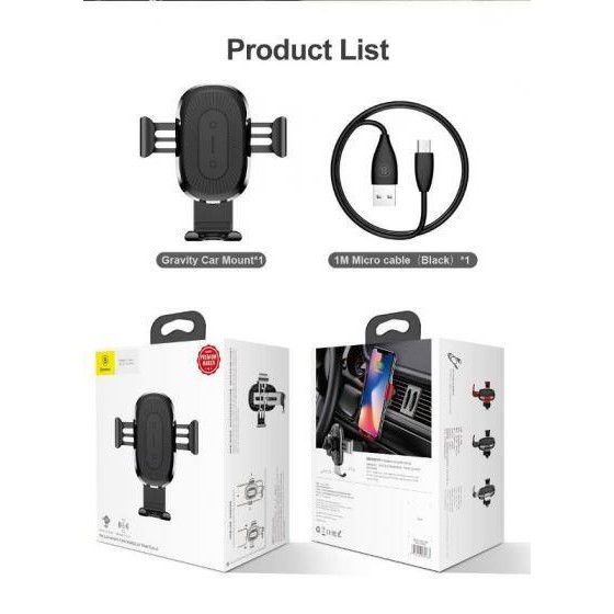 Kẹp cửa gió kiêm sạc ko dây Baseus