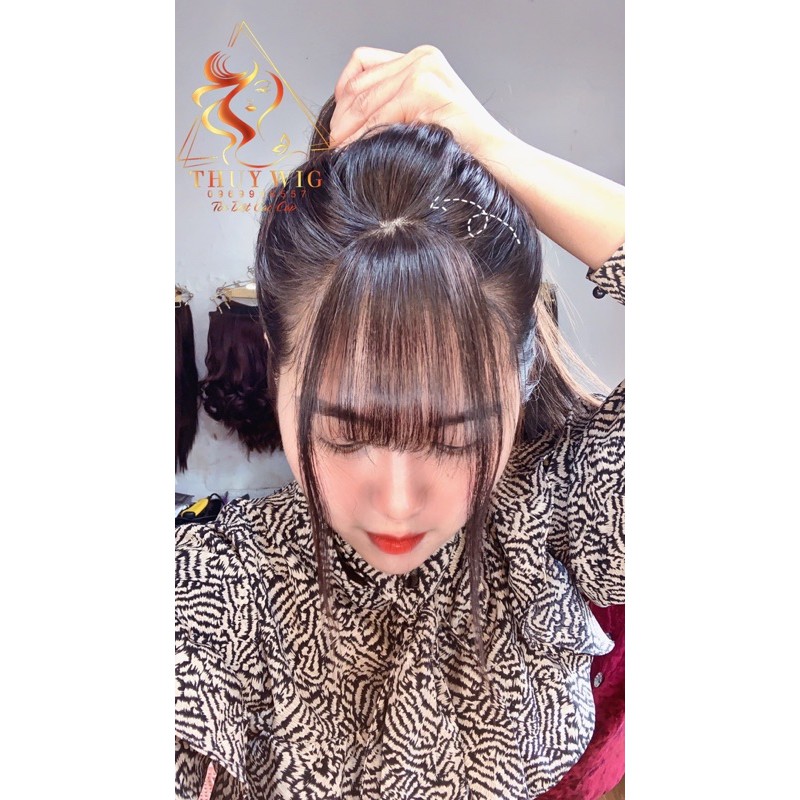 TÓC THẬT 100% Mái Thưa 4D 💕 siêu da đầu mini  💕 uốn nhuộm được fullbox