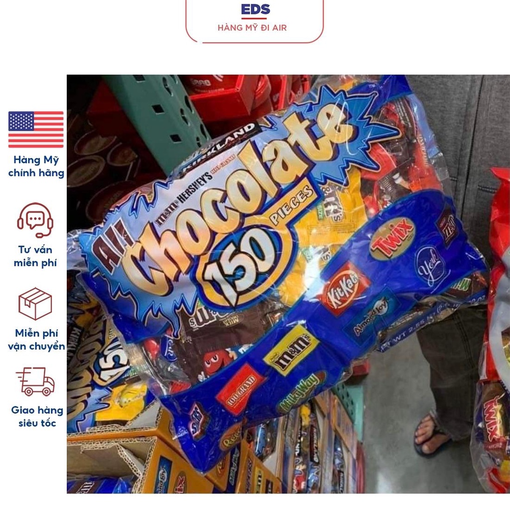 [Bao bì mới] Socola tổng hợp date 1/2024 All Chocolate 150 thanh 2.55kg - EDS Hàng Mỹ