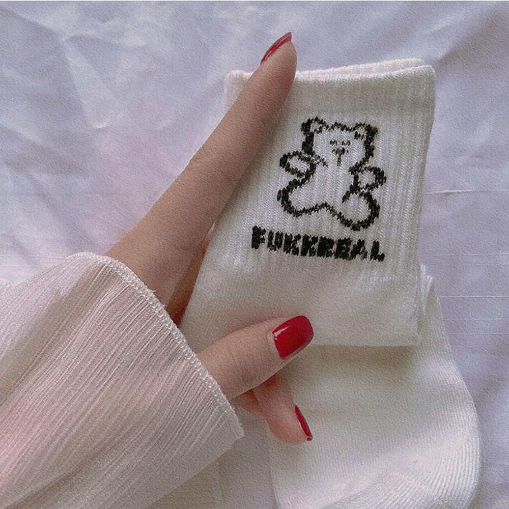 AROMA Tất Cotton Nữ In Hình Gấu Dễ Thương