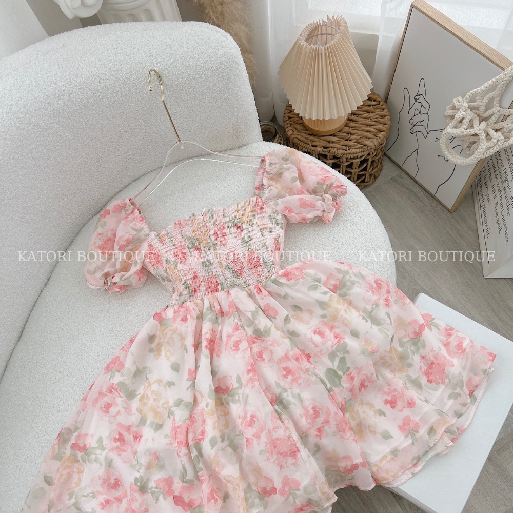 Đầm Hoa Cúp Ngực Bochun Lưng