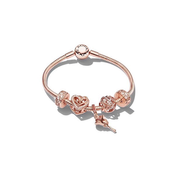 Charm bạc Pandora Moments hình trái tim đính đá Cubic Zirconia trong suốt