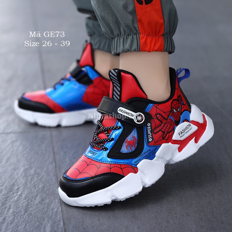 Giày siêu nhân spiderman bé trai 3 - 15 tuổi phong cách sneaker năng động và khỏe khoắn GE73