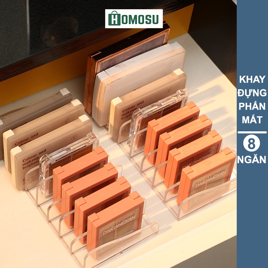 Khay Nhựa Đựng Phấn Mắt, Khay Đựng Phấn Má Hồng, Đồ Trang Điểm 7 Ngăn Trong Suốt R011