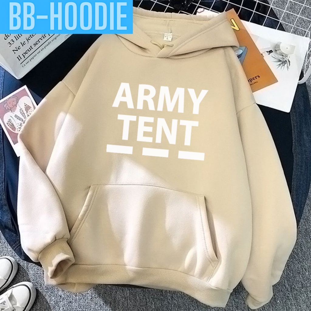 ÁO KHOÁC HOODIE NỈ UNISEX IN ARMY TENT CỰC ĐẸP PHOM DÀNH CHO NAM VÀ NỮ THỜI TRANG BB HOODIE
