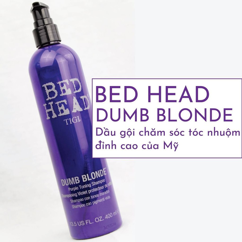 Combo dầu gội xả khử sắc tố vàng Tigi Dumb Blonde Purple Toning 400ml/200ml