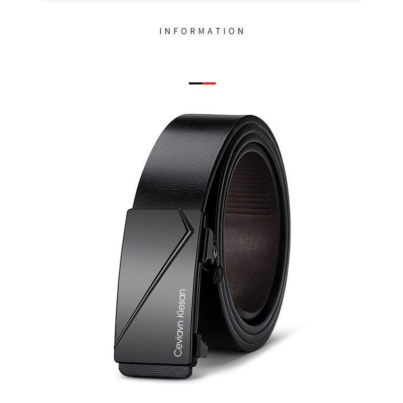 Thắt lưng nam cao cấp Cieviavn Kiesan, dây nịt nam da thật rộng 33mm khóa tự động mạ ti tan