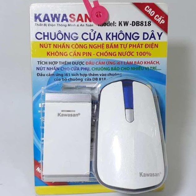 Chuông Cửa Không Dây Không Dùng Pin - Chuông cửa chống nước Kawasan DB-818