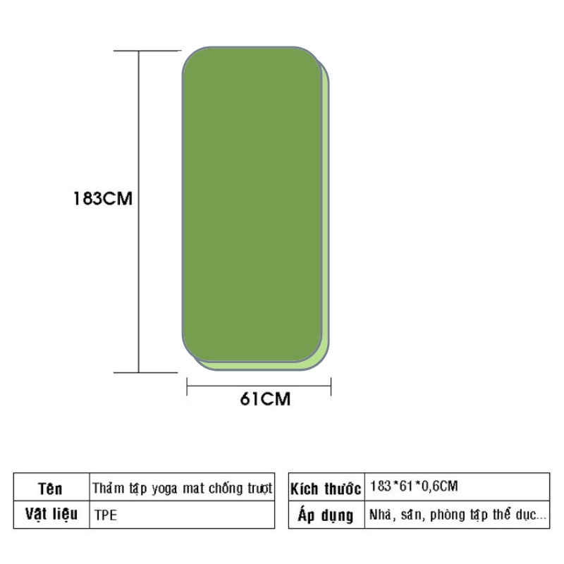 Thảm tập thể dục thảm tập yoga chống trượt Thảm tập GYM tại nhà tập thể dục Chất liệu tpe 2 lớp chống trơn tuyệt đối 6mm | BigBuy360 - bigbuy360.vn
