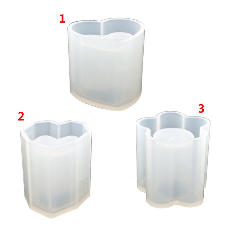 Khuôn Silicone Làm Giá Đỡ Bút Hình Trái Tim / Bông Hoa Bằng Resin Epoxy Diy