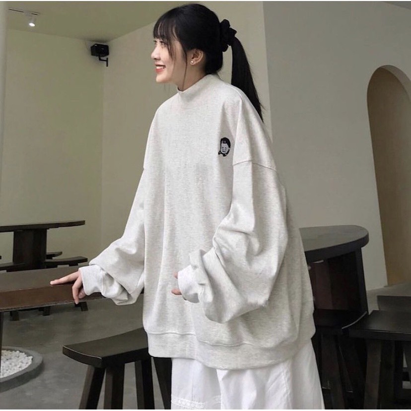 Áo SWEATER cổ lọ NANASS thêu cô gái Ulzzang 5 màu + Ảnh thật